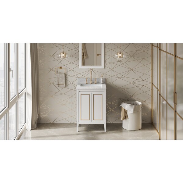Jeffrey Alexander 24In. White Percival Vanity, White Carrara Marble Vanity Top, Undermount Rectangle Bowl VKITPER24WHWCR - main
